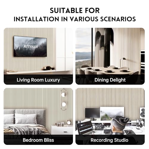 Ritollo Wood Panels for Wall and Ceiling, 94.5"×11" Wall Panels for Interior Wall Decor, 3D Wood Slat Wall Panel/Fluted Sound Absorbing Panel - Oak 2 RITOLLO