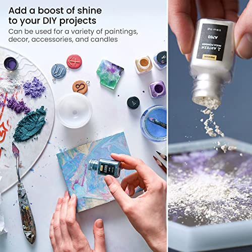 Arteza Mica Powder, Set of 60 Colors x 0.18 oz Jars, Craft Supplies for Paint, Epoxy Resin, Candle Making & DIY Crafts ARTEZA