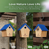 Kingsyard Wooden Bird House with Predator Guard, Wren Bird Nesting for Outdoor, Garden Patio Nest Box for Wild Bird Watching, Royal Blue Kingsyard