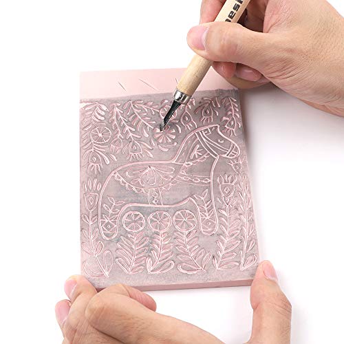 SGHUO 8 Pcs 4"x6" Pink Rubber Carving Blocks Linoleum Block Stamp Making Kit for Printmaking, Stamp Soft Rubber Crafts, Soft and Easy to Carve - WoodArtSupply