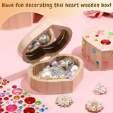 Kigley 100 Pcs Unfinished Wooden Heart Box Kit Include 12 Pcs Heart Treasure Box 72 Pcs Paints, 12pcs Brushes, 4 Sheets Rhinestones Stickers Craft Kigley