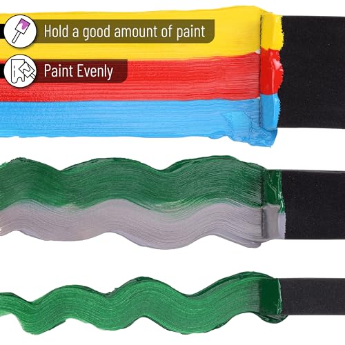 Bates- Foam Paint Brushes, 26 Pack, 1”, 2” & 3”, Sponge Brushes, Sponge Paint Brush, Foam Brushes for Painting, Foam Brushes for Staining, Paint - WoodArtSupply