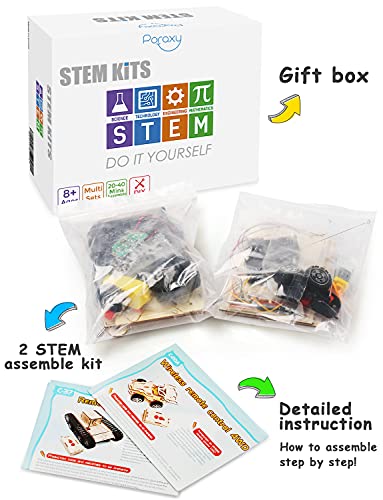 2 in 1 STEM Kits, Remote Control Cars, 3D Wooden Puzzles, Education Science Experiment Model Kits, STEM Projects for Kids Ages 8-12, Building Toys,