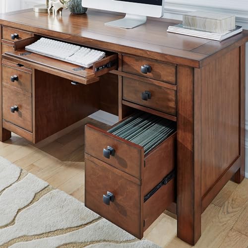 Tahoe Aged Maple Executive Pedestal Desk by Home Styles, 5412-18 - WoodArtSupply