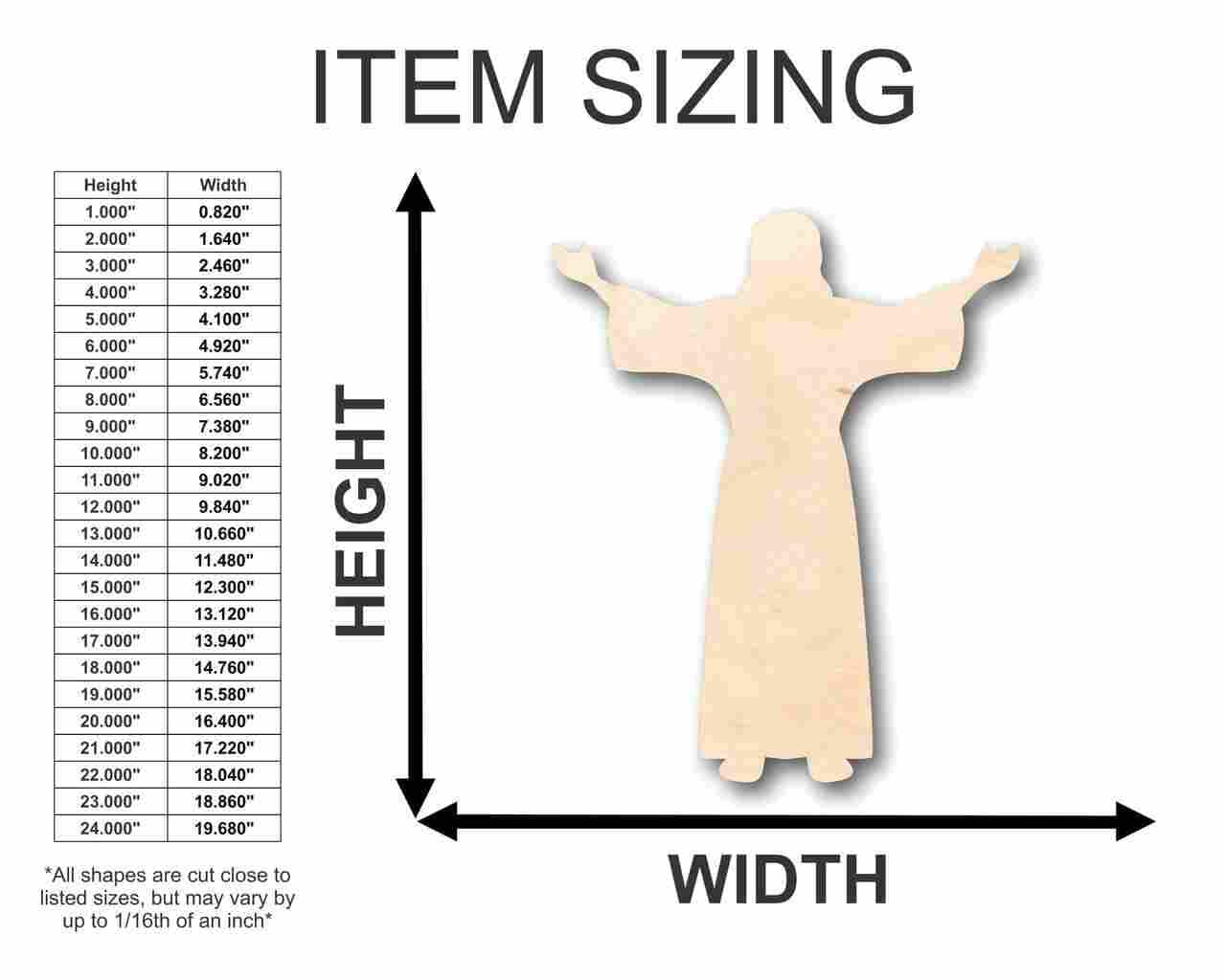 Unfinished Wood Jesus Preaching Shape - Easter - Christian - Craft - up to 24" DIY 6" / 1/4" 24 Hour Crafts