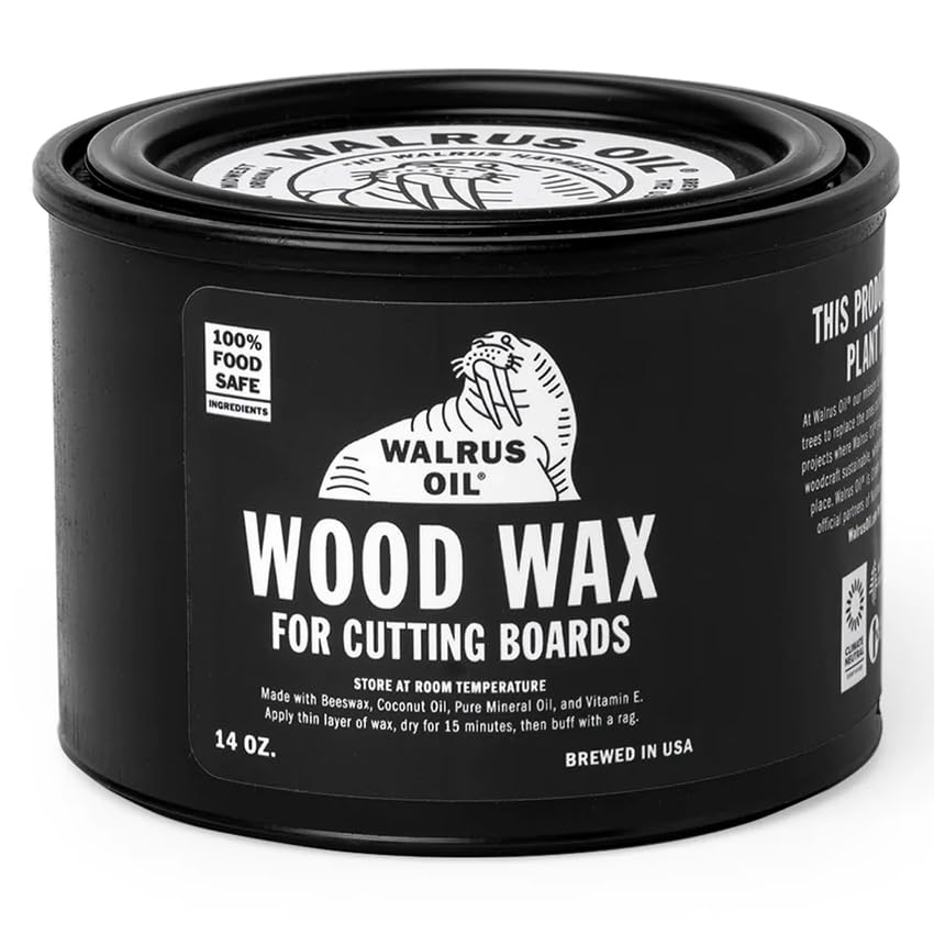 Walrus Oil - Wood Wax, 14 oz Jar, FDA Food-Safe, Cutting Board Wax and Board Cream Walrus Oil