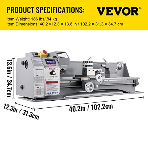 VEVOR Metal Lathe 8.7 x 29.5 Inch/220 x 750MM Mini Metal Lathe 1.1KW Infinitely Variable Speed Mini Lathe Machine LED Screen for Counter Face Turning - WoodArtSupply