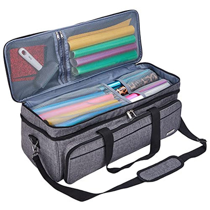 NICOGENA Double Layer Carrying Case with Mat Pocket for Cricut Explore Air 2, Cricut Maker, Cricut Maker 3, Cricut Explore 3, Multi Large Front - WoodArtSupply