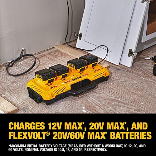 DEWALT 20V MAX Battery Charger, 4-Ports, Simultaneous Charging for 12V and 20V Max Batteries (DCB104) DEWALT