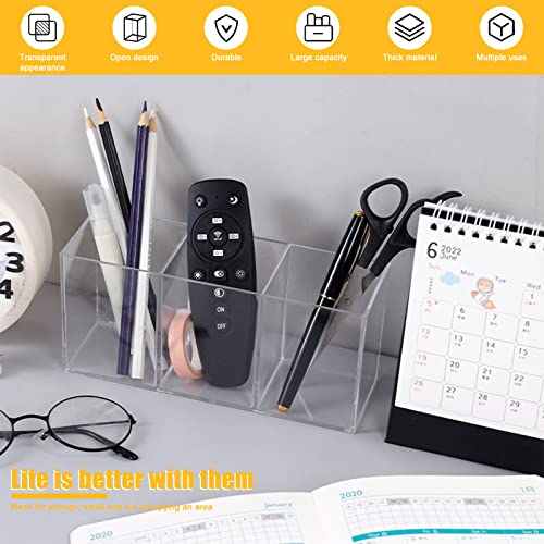 Cerpourt Clear Makeup Brush Organizer,Acrylic Cosmetic Brushes Storage Holder with 3 Slots,Pencil Pen Holder for Desk,Desk Organizer and Accessories Cerpourt