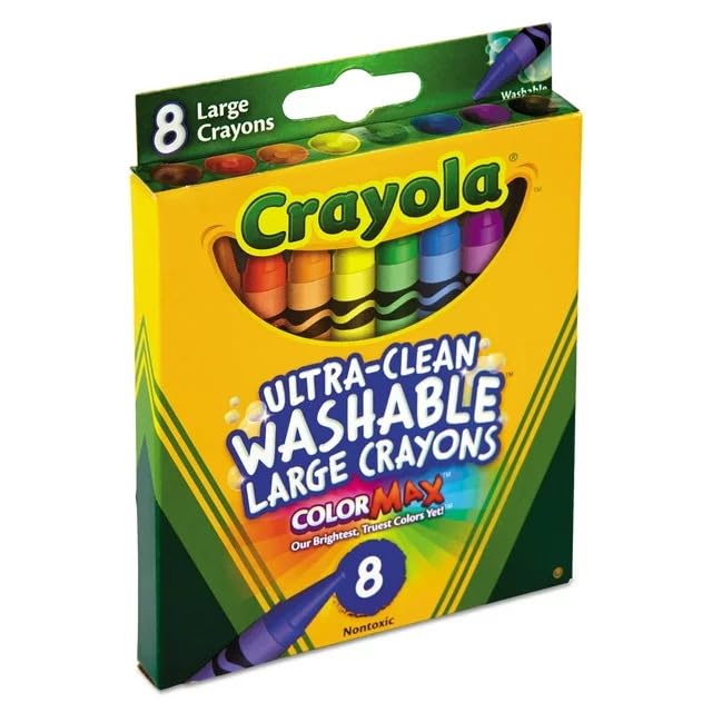 Crayola 523280 Ultra-Clean Washable Crayons, Large, 8 Colors/Box - WoodArtSupply