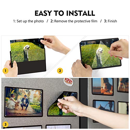 Magicfly Pack of 15 Magnetic Picture Frame with Clear Pocket, 4 x 6 Inches Refrigerator Photo Holder for Fridge Office Cabinet Locker, Black Magicfly