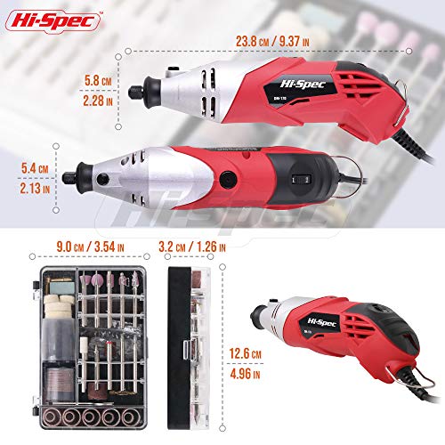 Hi-Spec Power Rotary Tool Kit Set 170W 1.4A with 121 Piece Dremel Compatible Bit Accessories. Drill, Cut, Trim, Grind & Sand in DIY Repairs, Hobbies - WoodArtSupply