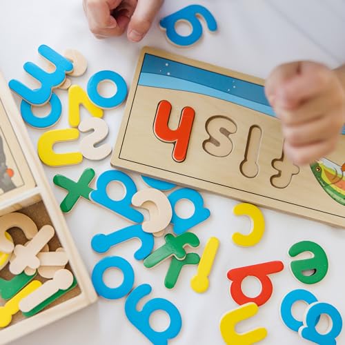 Melissa & Doug See & Spell Wooden Educational Toy With 8 Double-Sided Spelling Boards and 64 Letters - Preschool Learning Activities, See & Spell - WoodArtSupply