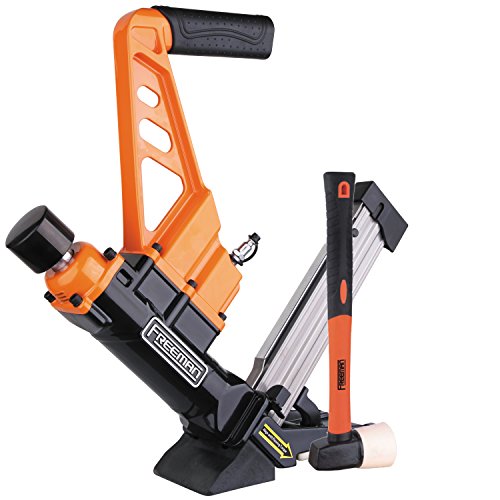 Freeman PDX50C Lightweight Pneumatic 3-in-1 15.5-Gauge and 16-Gauge 2" Flooring Nailer and Stapler Ergonomic and Lightweight Nail Gun for Tongue and - WoodArtSupply