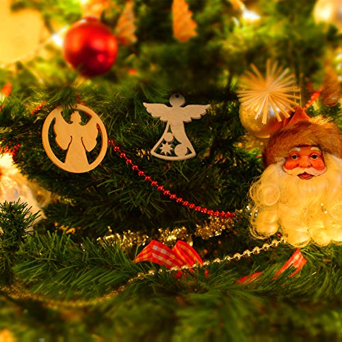 PartyKindom 4PCS Christmas Cutout Wood Chips Unfinished Christmas Crafts Christmas Hanging Cutouts Wood Cutout Xmas Wooden Ornament Wooden Snowflake PartyKindom