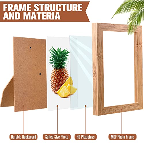 12 Pieces 4 x 6 Inches Wooden Picture Frame Photo Frame with Mat and Real Glass Natural Wood Frames Wall and Tabletop Picture Frames for Home Office