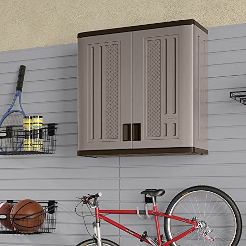 Suncast BMC3000 Cabinet-Resin Construction for Wall Mounted Garage Storage, 30.25" Organizer, Silver/Platinum Suncast