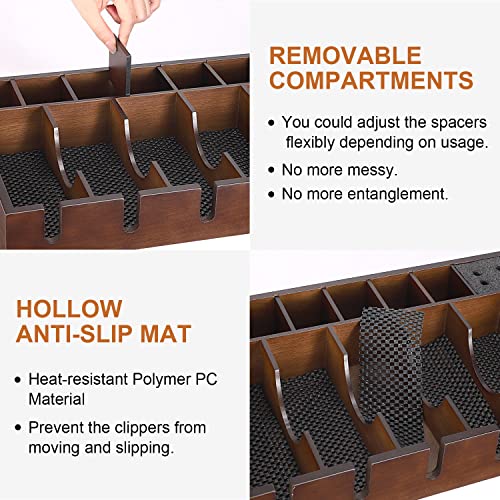 Noverlife Wooden Barber Clipper Tray, Anti-slip Hairdresser Clipper Organizer, Wood Barber Table Collector, Professional Hair Trimmer Holder, Noverlife