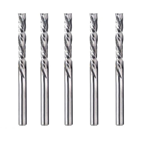 OSCARBIDE Up & Down Cut Squre Nose Carbide End Mills 1/8 Inch Shank CNC Spiral Router Bits,(3.175x22mm) 2 Flutes Milling Cutter for Wood,5 Pieces OSCARBIDE