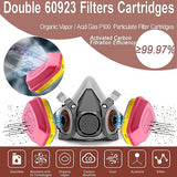 RANKSING Reusable Respirator Gas Mask with 60923 Filters to Protection Against Dust, Fumes, Asbestos, Chemicals and Particles while Painting, RANKSING