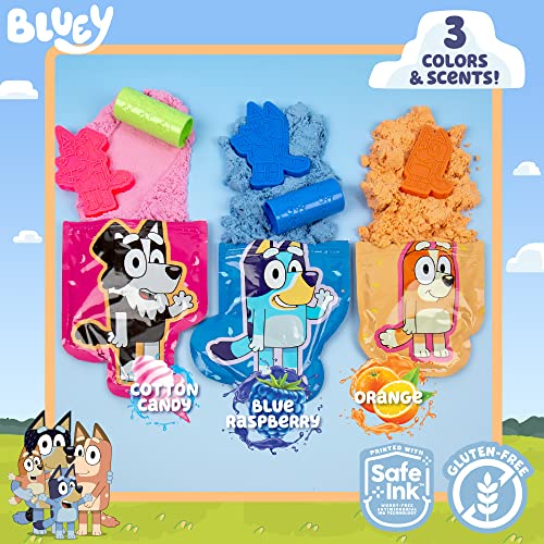 Horizon Group USA Bluey SLIMYGLOOP Slimy Sand Mold & Play Creations, 8-Piece Playset, 3 Scented Colors, Sensory Activity for Kids Ages 3, 4, 5, 6, 7, Horizon Group USA