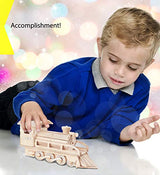 Puzzled 3D Puzzle Steam Train Wood Craft Construction Model Kit, Fun Unique & Educational DIY Wooden Toy Assemble Unfinished Craft Hobby Classic Puzzled