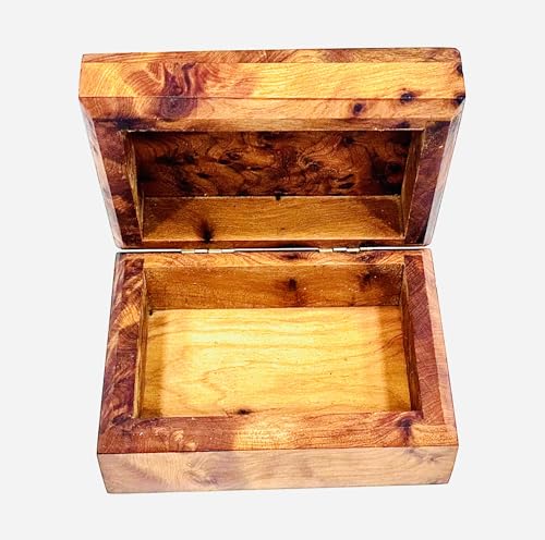 BAZAARDI Hand Carved Wooden Multipurpose Keepsake Jewelry Decorative Art Box Storage Organizer (Large wood Box,Antique) (Small Thuya) BAZAARDI