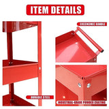 Torin Heavy Duty Utility Cart with 3 Shelf Tiers, Rolling Tool Cart on Wheels, 400lbs Load Capacity, for Garage Warehouse Workshop, APTC302B, Red Torin