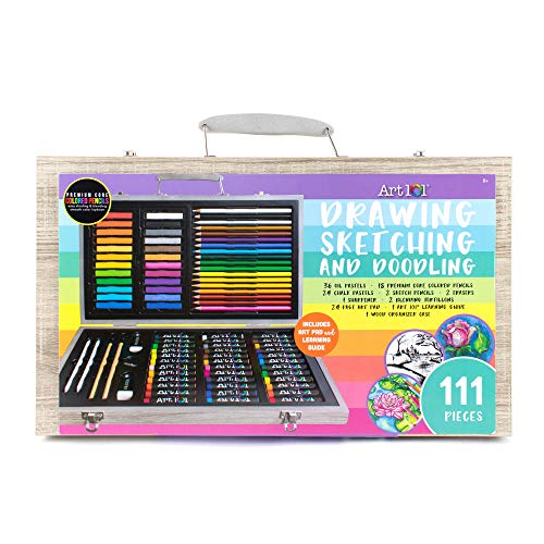 Art 101 Drawing, Skeetching, and Doodling Art Set, Assorted Colors, 111 Pieces (55111) Art 101 USA