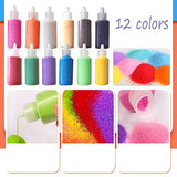 12 PCS Art Sand,1.25oz Bottles DIY Arts and Crafts Kit,Scenic Sand for Kids' Arts & Crafts,Terrarium Sand Play DIY Drawing Sandbox Wedding Sand for Panxxsen
