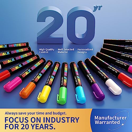 SILENART Red Chalk Markers 2 Pack - Red Dry Erase Markers Pen - Liquid Chalk Markers for Chalkboard, Window, Glass, Mirror, Blackboard - 3-6mm SILENART