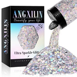 ANGXILIN Holographic Chunky Glitter, 190g/6.7oz Chunky and Fine Mixed Craft Glitter, Bulk Laser Sequin Glitter for Face Body Nail Art,Epoxy Resin ANGXILIN