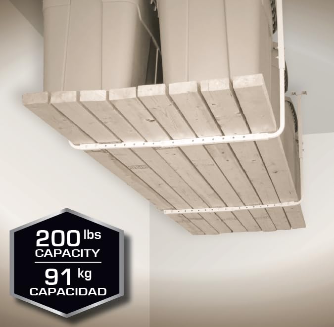 HyLoft 80842-10 33 in. x 34 in. Adjustable Garage Ceiling Mount Storage Rack Kit, Garage Overhead Storage Bracket, White HyLoft