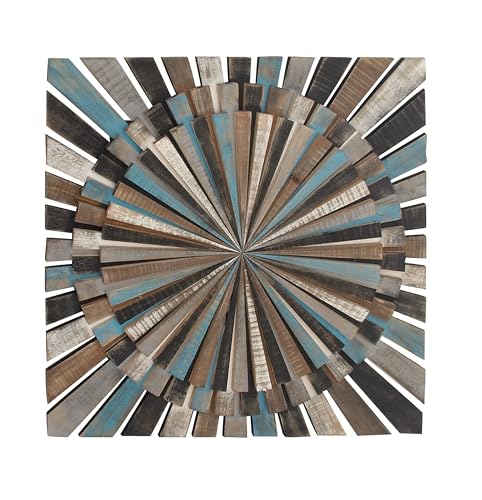 Deco 79 Wood Starburst Handmade Carved Wall Decor, 36" x 1" x 36", Multi Colored - WoodArtSupply