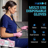 Hand-E Touch Pink Nitrile Disposable Gloves Small, 50 Count - Esthetician, Nail Tech, Microblading, Hair Dye & Stylist, Salon, Cleaning Gloves - Hand-E Touch