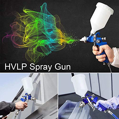HVLP Spray Gun with Replaceable 1.4mm 1.7mm 2.0mm Nozzles Needle Cap Automotive Air Paint Sprayer Gun Kit with 600cc Capacity Cup for Car Hotorda