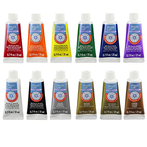 Artist's Loft Metallic Acrylic Paint Set (12 Piece, Metallic Acrylic) - WoodArtSupply