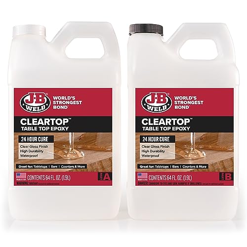 J-B Weld Tabletop Epoxy Resin, 1 Gallon Kit, 24 Hour Cure,Cures Clear, Scratch & Water Resistant - WoodArtSupply