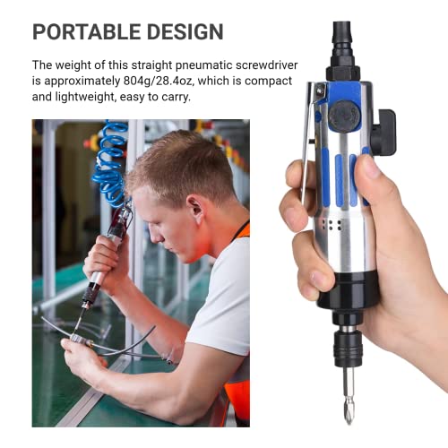 Pneumatic Screwdriver, 1/4" Air Straight Pneumatic Screwdriver with Screwdriver Bit and Hook, 9000rpm Air Screwdriver Mini Power Tool Screw Driver Jectse