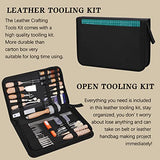 Leather Working Tools Leather Craft Kits Leather Sewing Tools with Storage Bag Cutting Mat Stamping Tool Prong Punch Waxed Thread Stitching Groover JUPEAN
