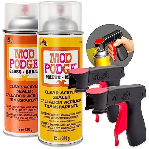 Mod Podge Spray Acrylic Sealer Mod Podge Matte and Gloss 2-Pack, Clear Coating Matte Paint Sealer Spray, 2X Spray Can Sprayer Handle GRAS Art Bundles