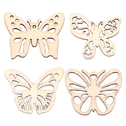 BESPORTBLE 100PCS Unfinished Wood Crafts Butterfly Wood Crafts Wood Butterfly Embellishment Unfinished Wood Butterfly Rustic Decor Wooden