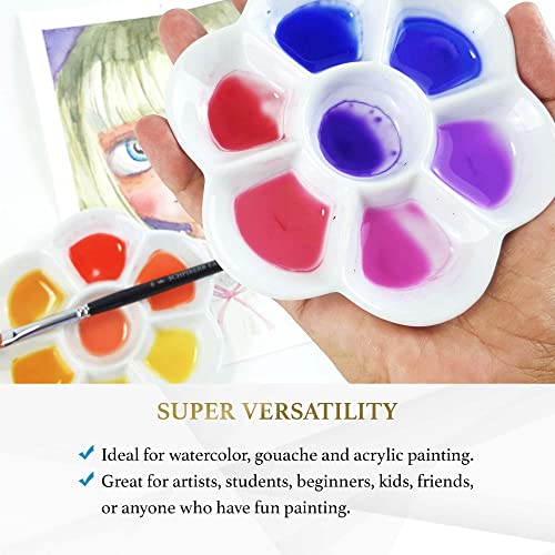 SCHPIRERR Farben Porcelain Ceramic X2 Watercolor Paint Palette - 7 Well 5 inch Watercolor Palette Mixing Tray, Designed Painting Tray for Watercolor