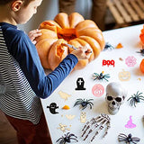 yueton 100PCS Mini Pumpkins Ghosts Spider Webs Witch Hats Bats Halloween Unfinished Blank Wood Pieces Wood Slices Wood Chips Embellishments for DIY yueton