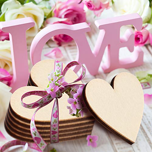 200 Pieces Wood Heart Cutouts Wooden Heart Slices Wooden Tree Pieces for Art Craft Embellishments Ornaments Decoration for Wedding Valentine Crafts Tatuo