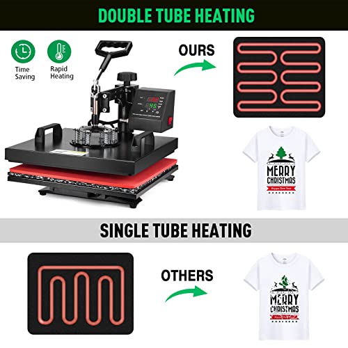 Slendor Heat Press 15x15 inch 5 in 1 Heat Press Machine 360 Degree Swing Away Digital Tshirt Press Machine Multifunction Sublimation Combo for T