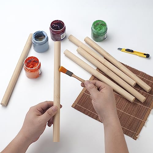 Wooden Dowel Dods Round Wood Dowels, 6 PCS 3/4 x 12" Macrame Dowel Bamboo Sticks for Craft, Unfinished Hardwood Sticks for Crafting, Arts and DIYers Coowayze