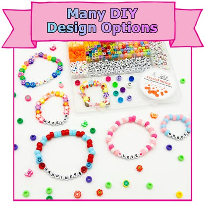 Luwanio Bracelet Making Kit, Pony Beads Clay Beads Smiley Beads Letter Beads for Friendship Bracelets Jewelry Making, Kandi Bracelet Kit, DIY Arts