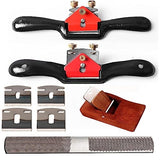 Adjustable Spokeshave Set 2pcs SpokeShave, 6pcs Metal Blade, Portable Woodworking Planes and 4-Way Wood Rasp File, Perfect for Wood Craft, Wood Klmnduo
